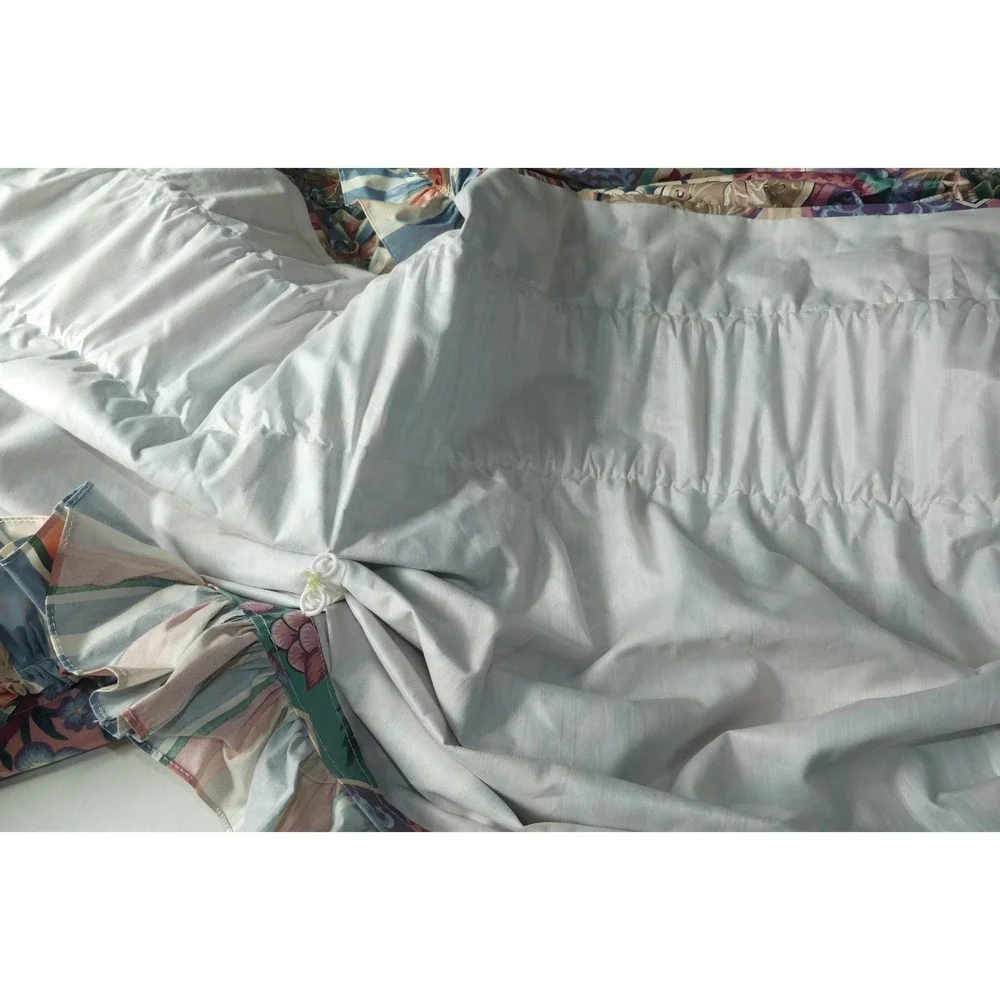 Vtg 80's Gathered Floral Balloon Valance Ruffled Stripe Scalloped 146